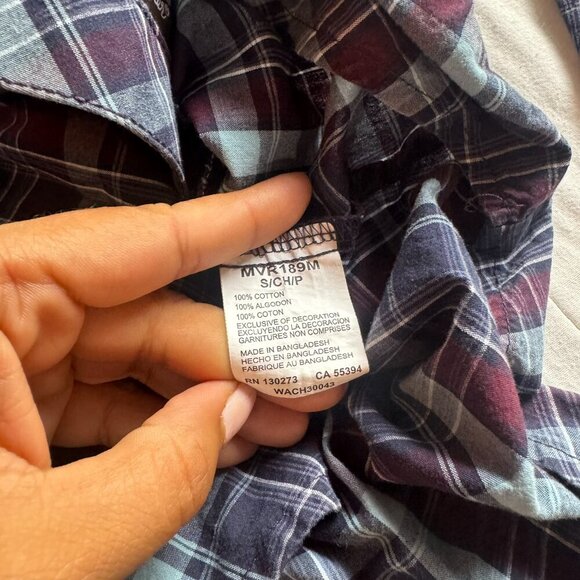 Wrangler Retro Shirt Mens Small Long Sleeve Button Up Pearl Snap Plaid Western - Picture 9 of 11